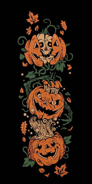 Fall Halloween Iphone Spooky Pumpkins Wallpaper