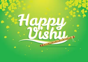 Falling Kanikonna Flowers Green Happy Vishu Wallpaper