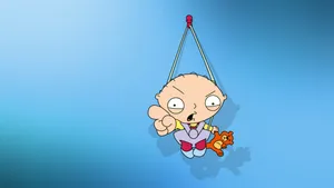 Family Guy Stewie Hanging In Blue Wallpaper