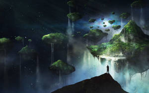 Fantasy Islands On Outer Space Wallpaper