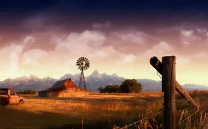 Farmhouse In A Barren Land Wallpaper