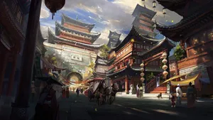 Fascinating Image Of Japanese Anime City Wallpaper