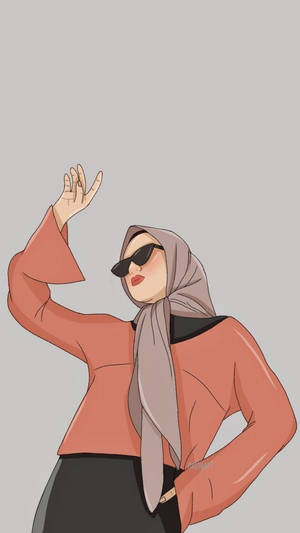 Fashion Girl Hijab Cartoon Wallpaper
