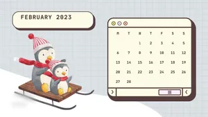 February 2019 Calendar With Penguins Wallpaper