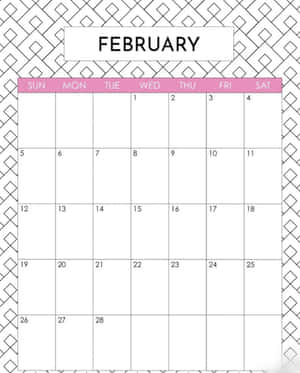 February Calendar With Pink Day Markers Wallpaper