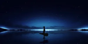 Feeling Alone Blue Starry Sky Wallpaper