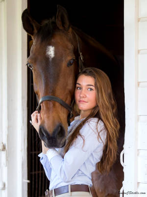 Female Equestrian Ayden Uhlir With Her Horse Wallpaper