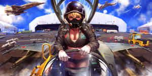 Female Pilot Drawing Art Wallpaper