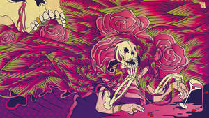 Female Skeleton Psychedelic Wallpaper