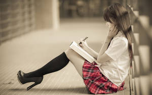 Female Student Studying 2560x1600 Wallpaper