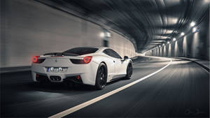 Ferrari Racing Car In Tunnel Wallpaper