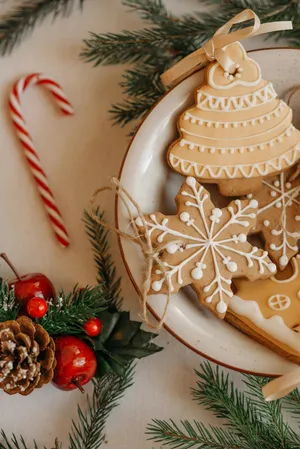 Festive Christmas Cookies Decoration Wallpaper