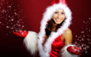 Festive_ Spirit_ Santa_ Hat_ Woman.jpg Wallpaper