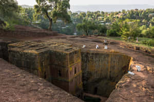 Few Pilgrims Scattered In Lalibela's St. George Church Wallpaper