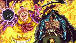 Fierce Pirate Kaido Stands Tall In Front Of The Bounty Hanging From His Arm To Declare His Power Wallpaper