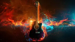 Fiery_ Abstract_ Guitar_ Artwork Wallpaper