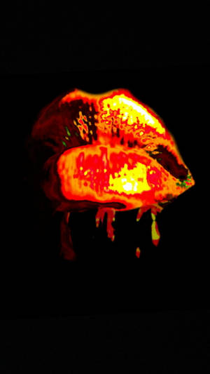 Fiery Aesthetic Drippy Lips Wallpaper