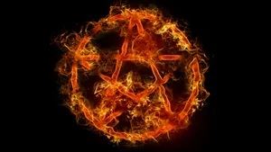 Fiery Pentagram In Black Wallpaper