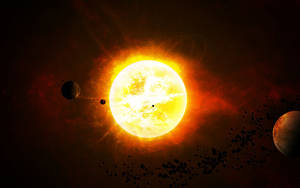 Fiery Sun In Space Wallpaper