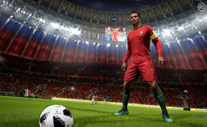 Fifa 21 Football Player Prepares To Kick Football Wallpaper