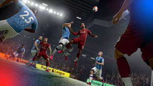 Fifa 21 Intense Kickoff Between Two Teams Wallpaper