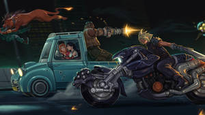 Final Fantasy 7 Car Chase Wallpaper