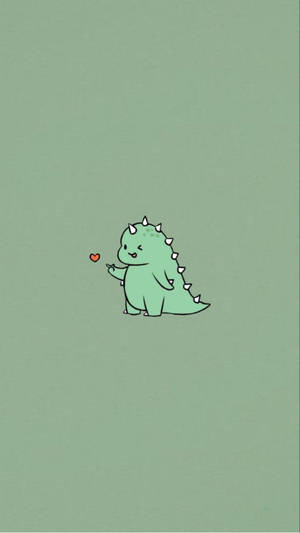 Finger Heart Dino Kawaii Iphone Wallpaper