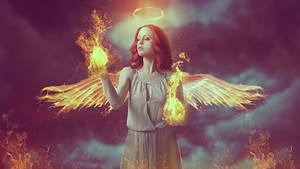 Fire Girl Angel Wallpaper
