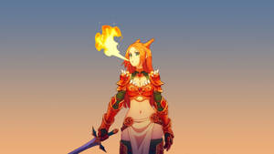 Fire Girl Blowing Flame Wallpaper