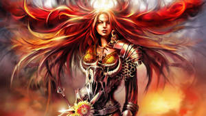 Fire Girl In Metal Armor Wallpaper
