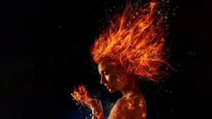 Fire Girl With Flaring Hair Wallpaper