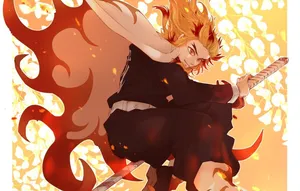 Fire Hashira Rengoku From The Anime Demon Slayer Wallpaper