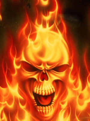 Fire Skull With Red Eyes Wallpaper
