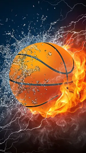 Fire Water Cool Basketball Iphone Wallpaper
