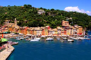 Fishing Village In Portofino Italy Aerial Shot Wallpaper