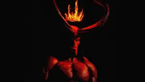 Flaming Horned Hellboy Wallpaper