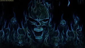 Flaming Skull Outlines Wallpaper