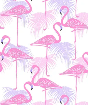 Flamingo Pattern In Pink And Lilac Wallpaper