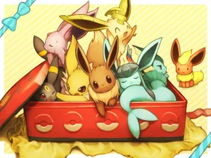 Flareon And Other Pokemon In Box Wallpaper