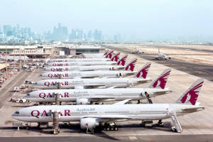 Fleet Of Qatar Airways Airplanes Wallpaper