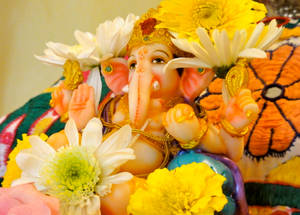 Floral Ganesh Full Hd Wallpaper