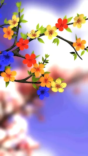 Flowers Nature Growing On Twigs Wallpaper