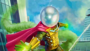 Flying Mysterio In Golden Armor Wallpaper