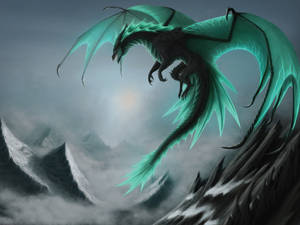 Flying Winged Green Dragon Wallpaper