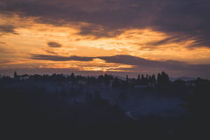 Foggy Hills In Italy Wallpaper