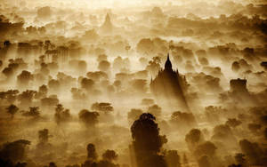 Foggy Morning In Burma Wallpaper