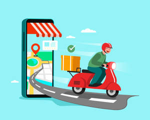 Food Delivery Graphic Art Wallpaper