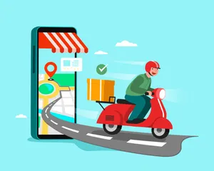 Food Delivery Graphic Art Wallpaper