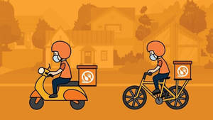 Food Delivery Orange Vector Art Wallpaper