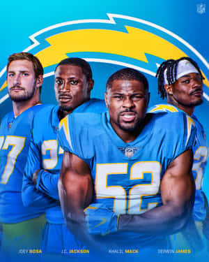 Football Cornerback Jc Jackson With His Los Angeles Chargers Teammates Wallpaper